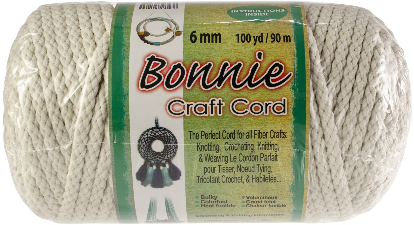 Pepperell Bonnie Macrame Craft Cord 6mmX100yd-Lamb&#x27;s Wool