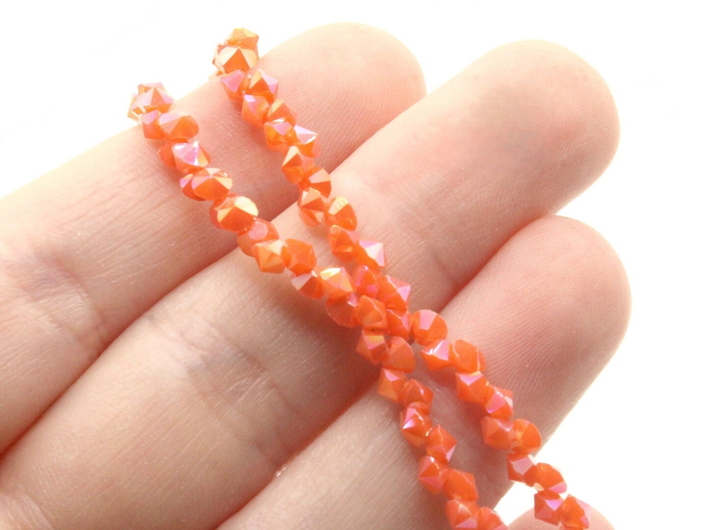 CRYSTAL BEAD NECKLACE 3 MM SPARKLED ORANGE