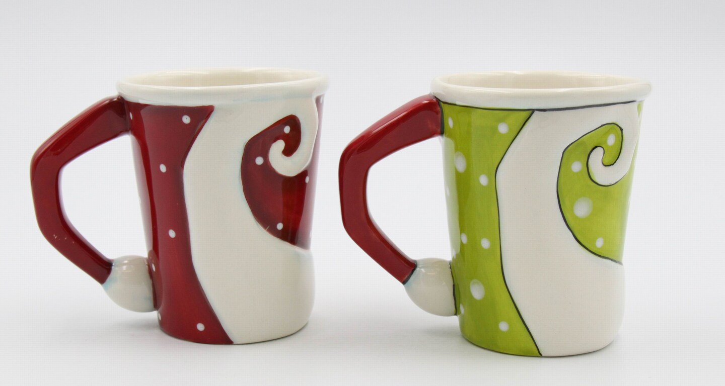 Ceramic Christmas Santa Mug (Set of 2), Home D&#xE9;cor, Gift for Her, Gift for Mom, Kitchen D&#xE9;cor, Christmas D&#xE9;cor