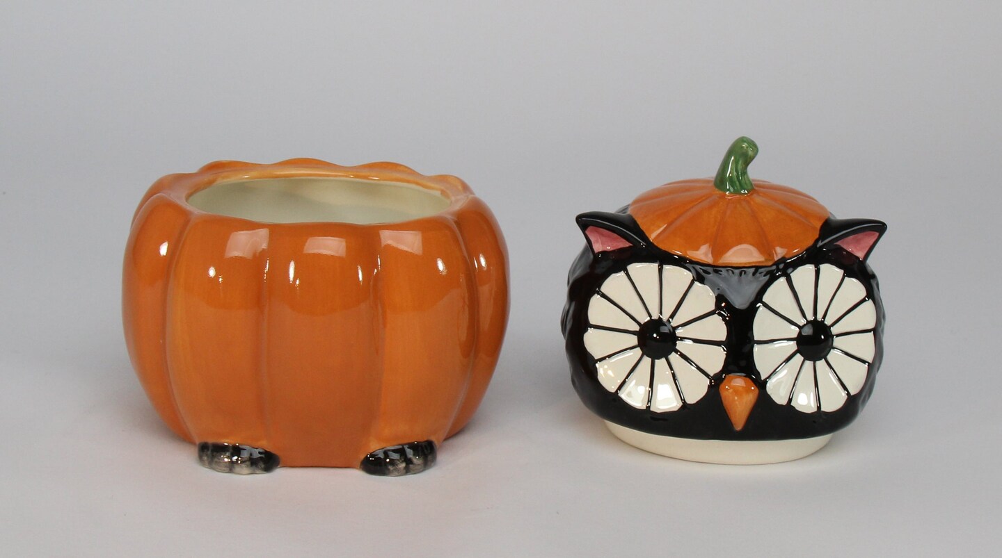 Ceramic Black Owl Pumpkin Candy Box, Home D&#xE9;cor, Gift for Her, Gift for Mom, Kitchen D&#xE9;cor, Fall D&#xE9;cor, Halloween D&#xE9;cor