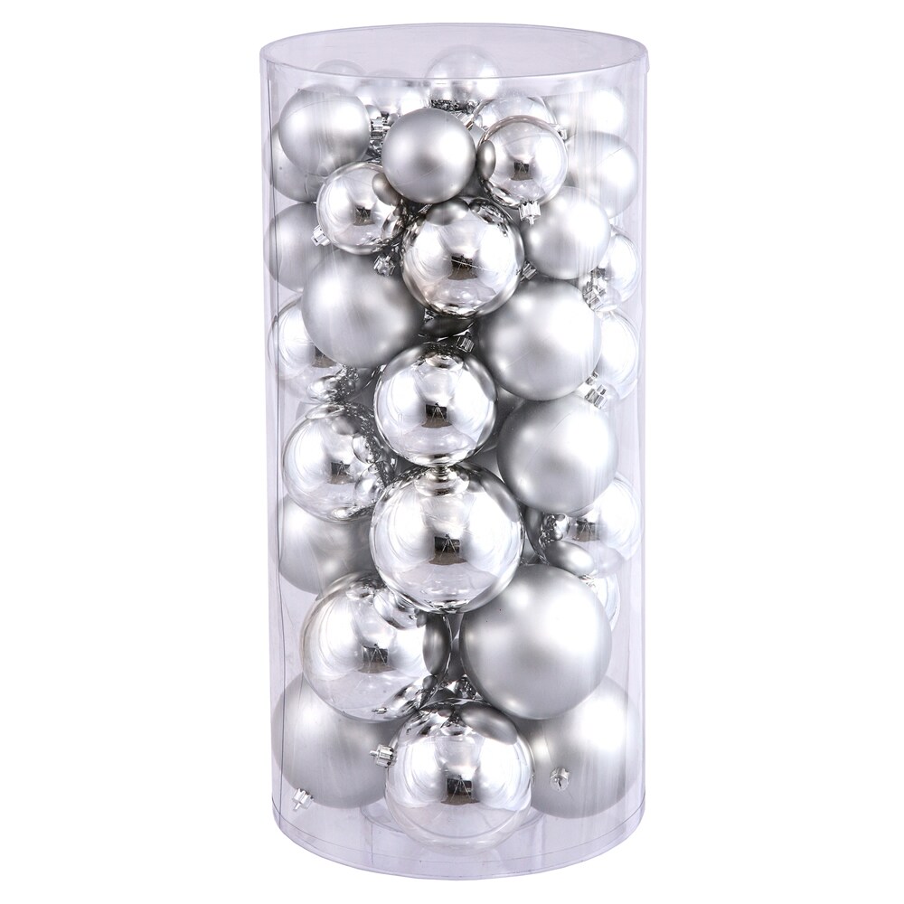 Vickerman 2.4 in.-3 in.-4 in. Silver Shiny Matte Ball Christmas Ornament