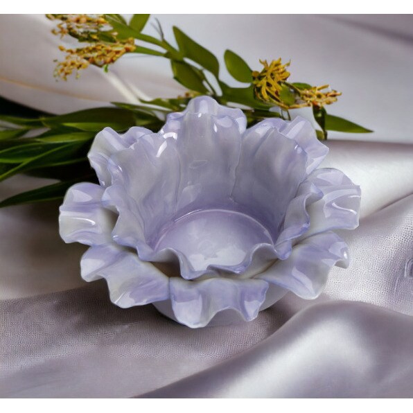 kevinsgiftshoppe Ceramic Purple Flower Candle Holder Home Decor   Bathroom Decor Vanity Decor