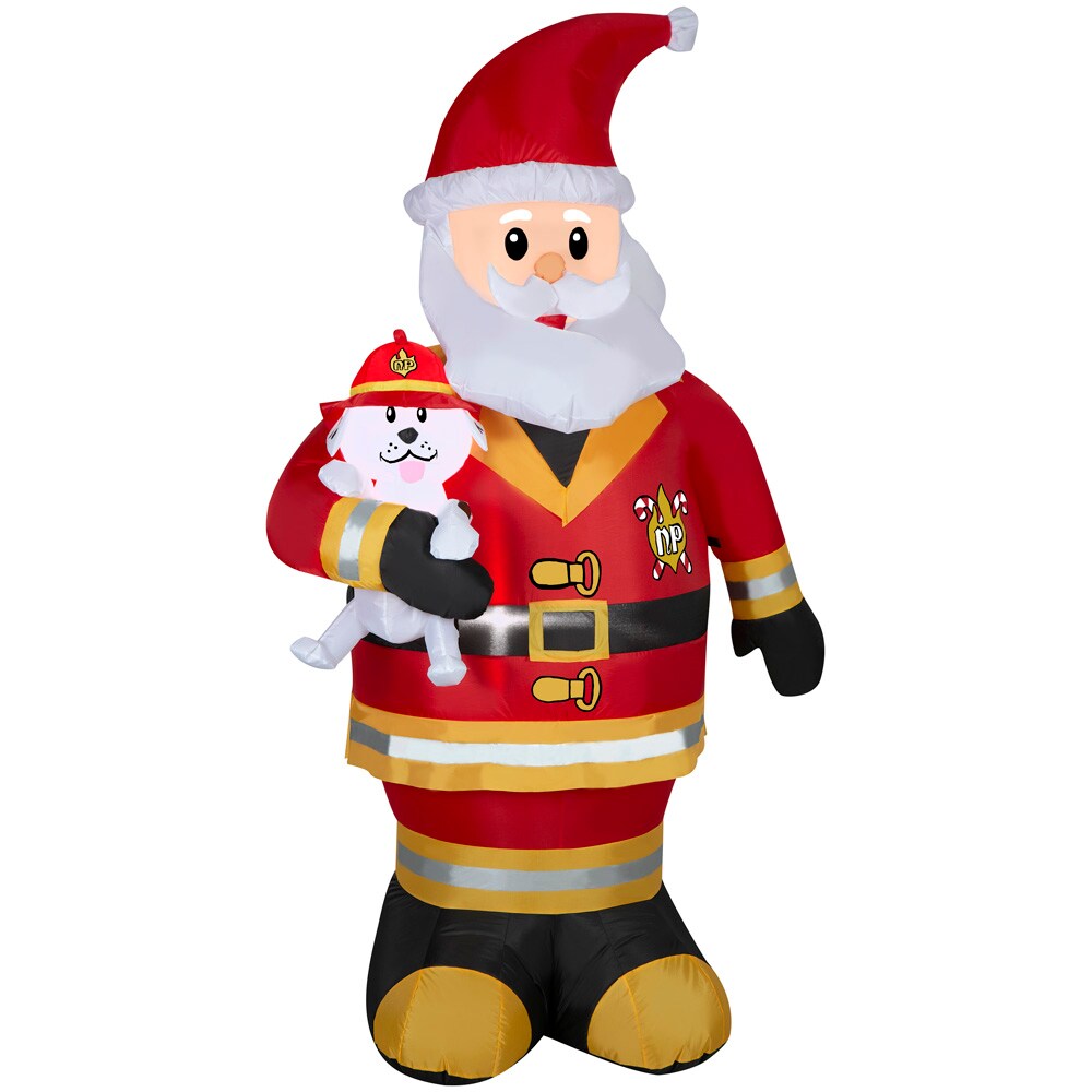 7' Gemmy Airblown Lifestyle Santa Claus as Firefighter Yard Decoration 881494