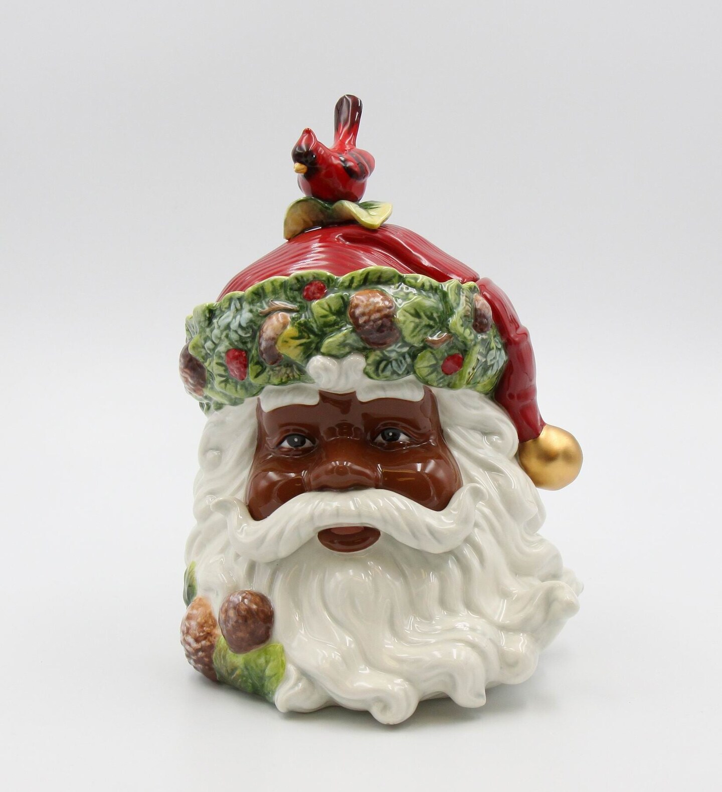 Ceramic African American Christmas Santa Cookie Jar, Home D&#xE9;cor, Gift for Her, Gift for Mom, Kitchen D&#xE9;cor, Christmas D&#xE9;cor