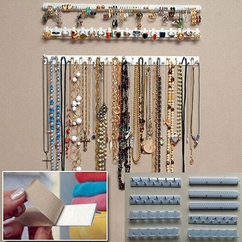 Generic 9 Pcs Adhesive Jewelry Hooks Wall Mount Storage Holder Organizer  Display Stand