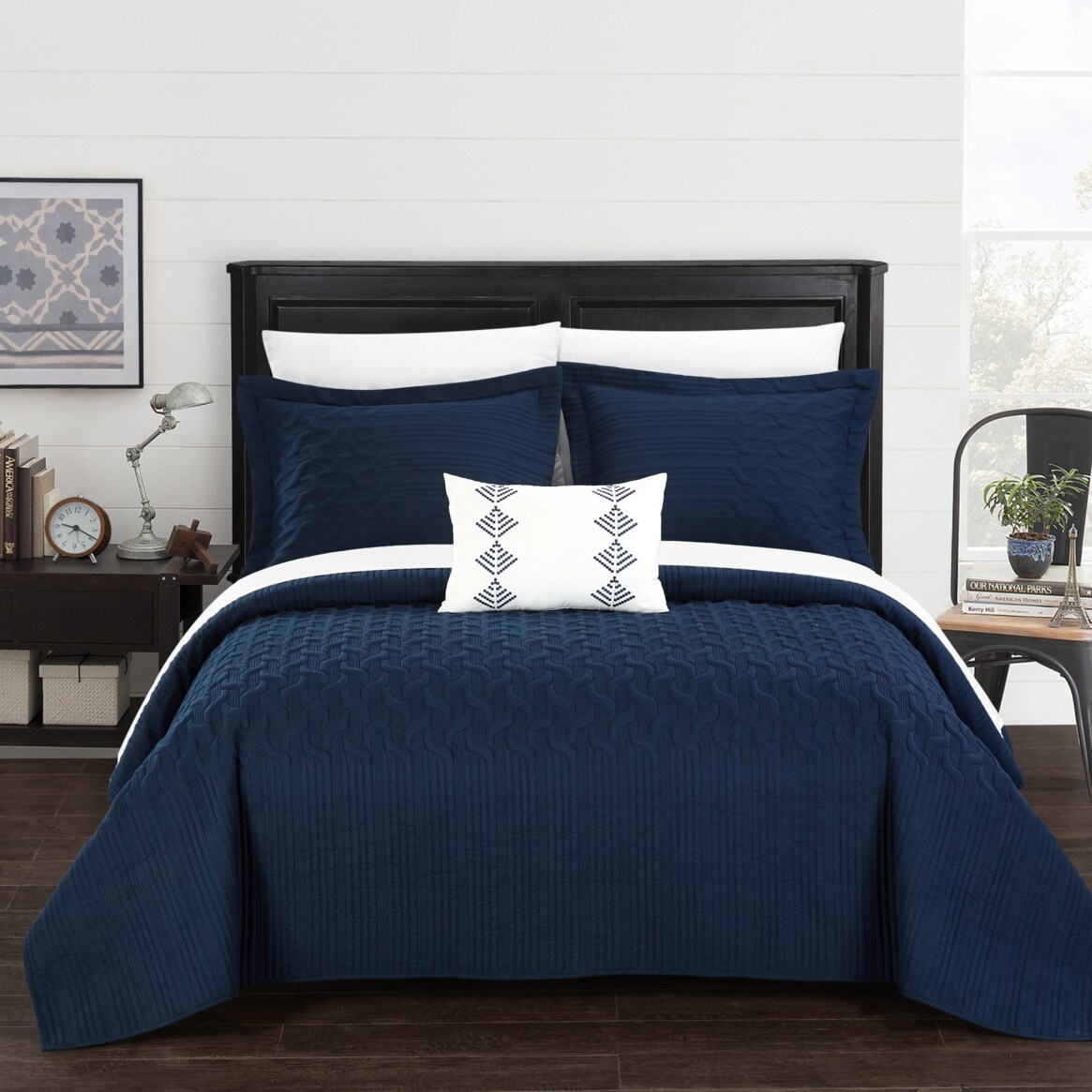 Chic Home Shaliya 8 or 6 Piece Quilt Cover Set Interlaced Vine Pattern Quilted Bed in a Bag
