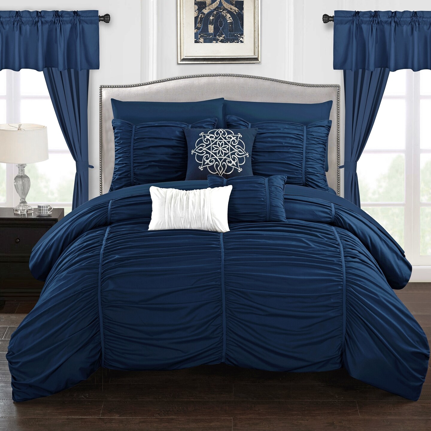 Chic Home Gruyeres 20 Piece Comforter Set Ruffled Ruched Designer Bedding
