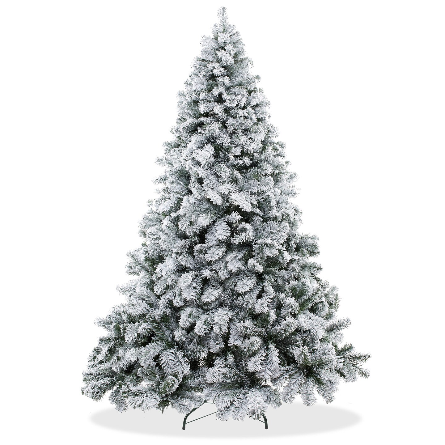 Casafield Realistic Snow-Flocked Pine Artificial Holiday Christmas Tree with Sturdy Metal Stand