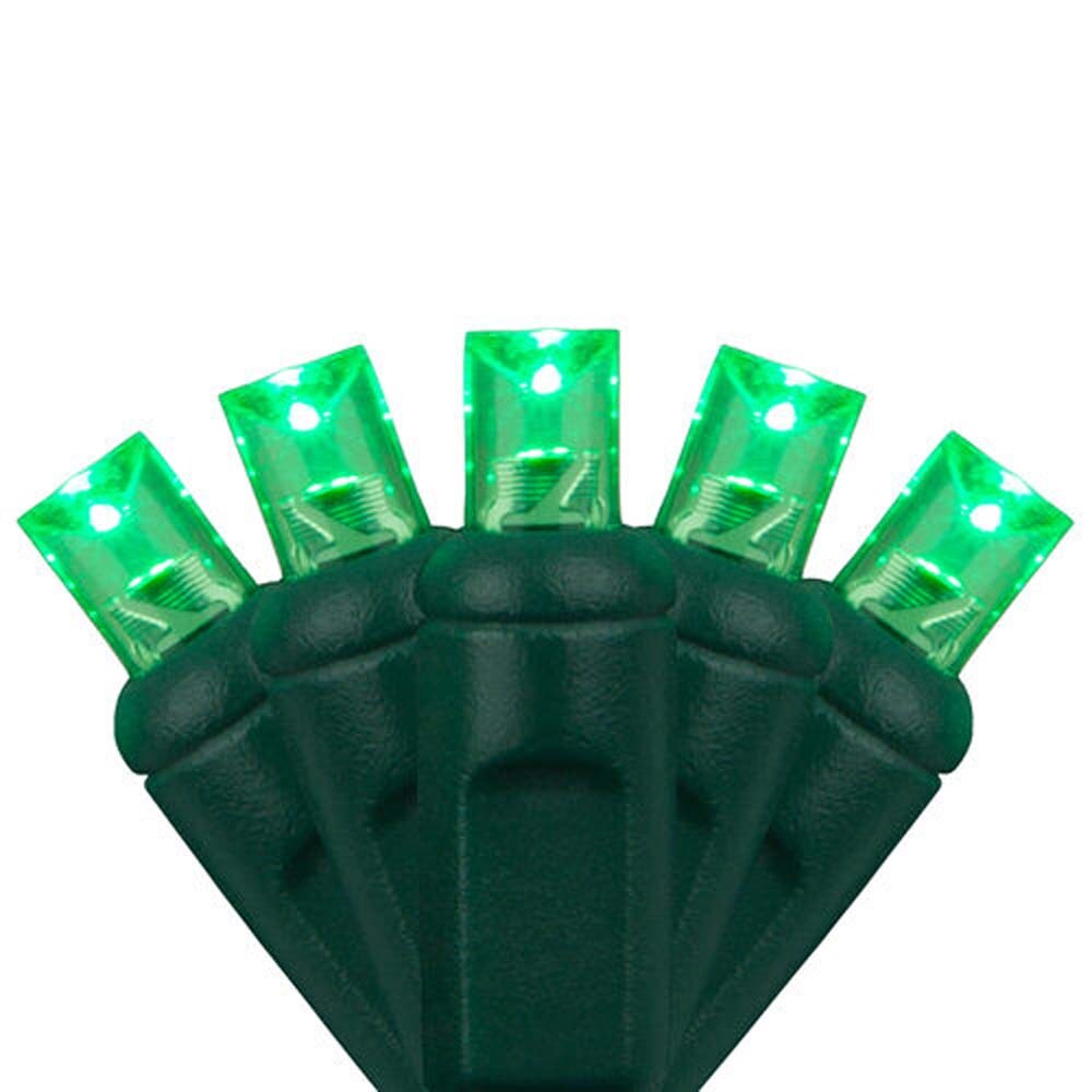 70 Green 5mm LED Christmas Lights, Green Wire, 4&#x22; Spacing