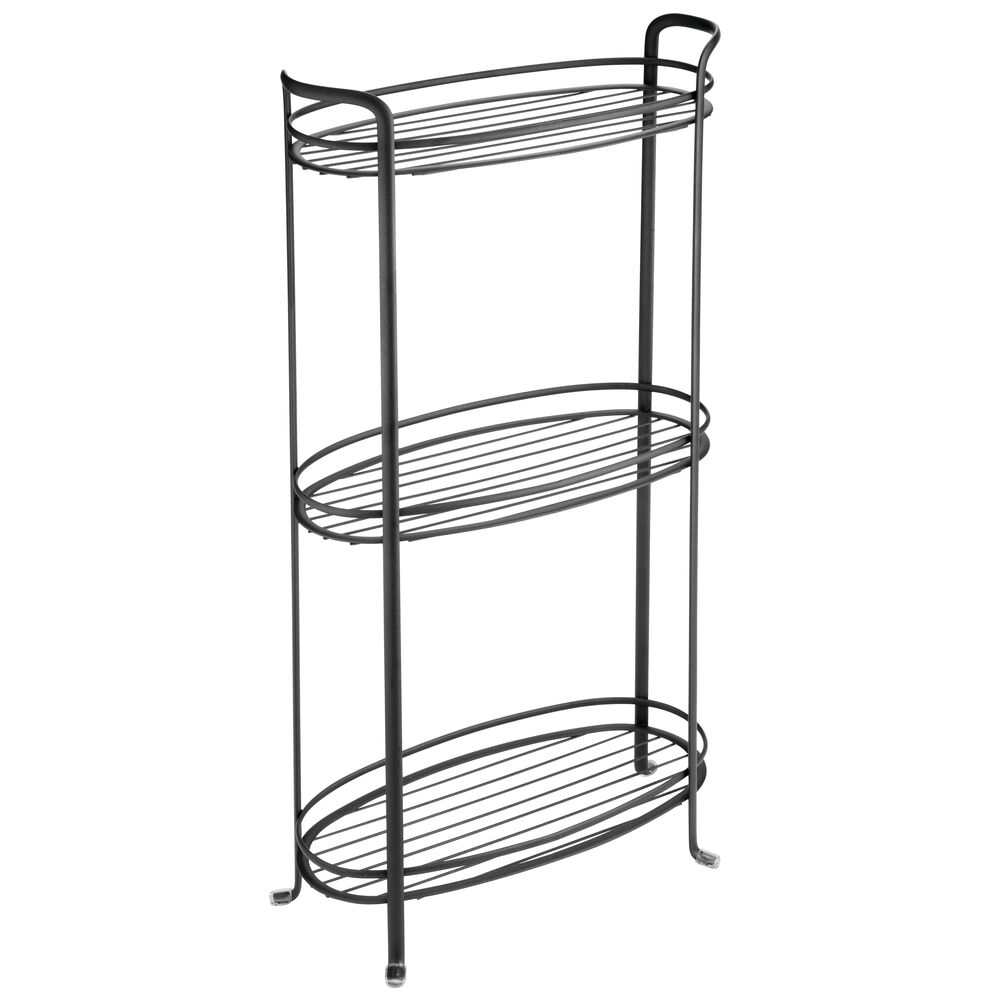 mDesign Vertical Standing Bathroom Shelving Unit Tower with 3 Baskets