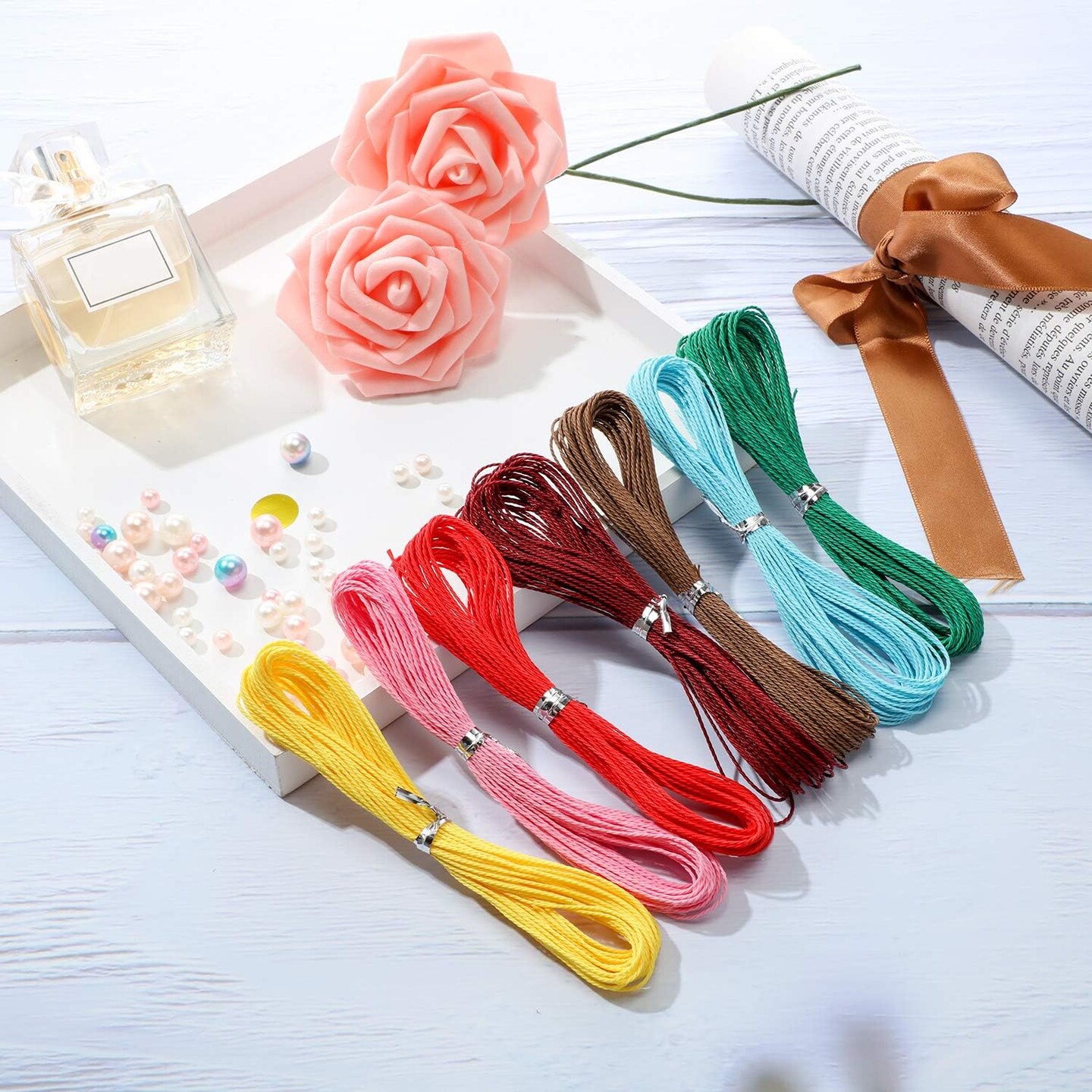 30 Colors 1mm Waxed Cord Beading Thread for DIY Macrame Necklace Bracelet Jewelry Making String, 10m Each Color