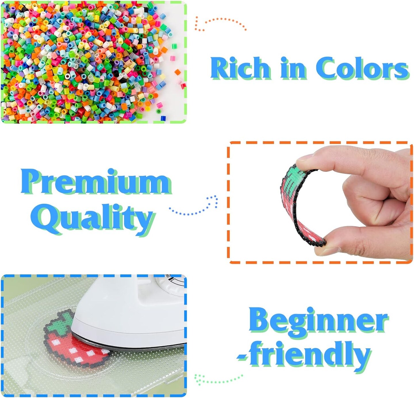 11800pcs Fuse Beads Craft Kit, 36 Colors 5mm Beads, Melting Beads Set for Girls, Including Pegboards, Ironing Paper, Tweezers, Great Gift for Birthday