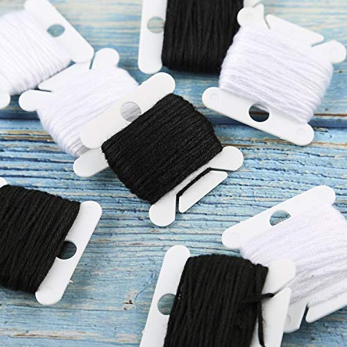 32 Skeins Black to White Gradient Grey Brown Embroidery Floss, Cross Stitch Threads Friendship Bracelets Floss with 12 Floss Bobbins, 2 Embroidery Needles and Needle Threader