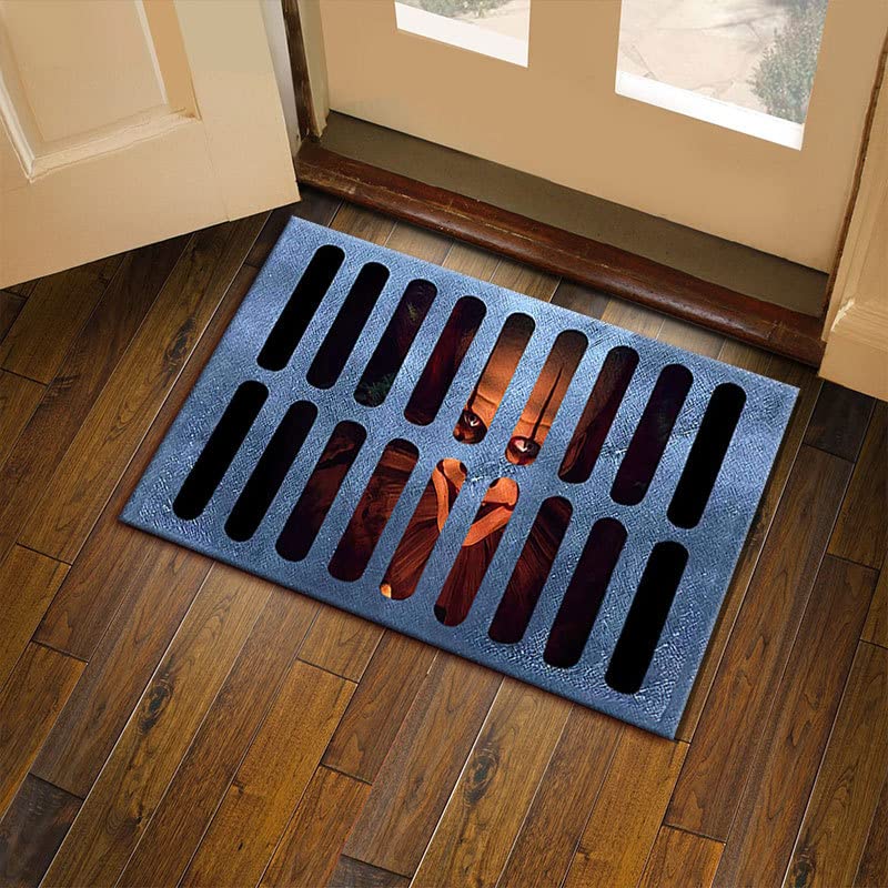 2024 3D Illusion Clown Door Mat Horror Clown Rug Decorations Indoor and Outdoor Welcome Doormat Scary Non-Skid Carpet for Bedroom Oversized Bath Mat (Clown A, 31.5 * 19.7inch)