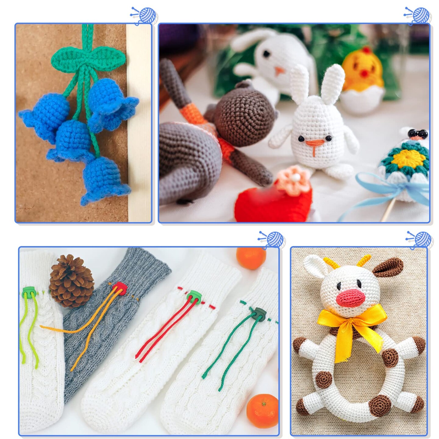 12 Acrylic Yarn Skeins Mini Craft Yarn, 12 Colors Starter Crochet Bulk Yarn for Child, Adult Knitting Crochet Crafts (12 x 15g)