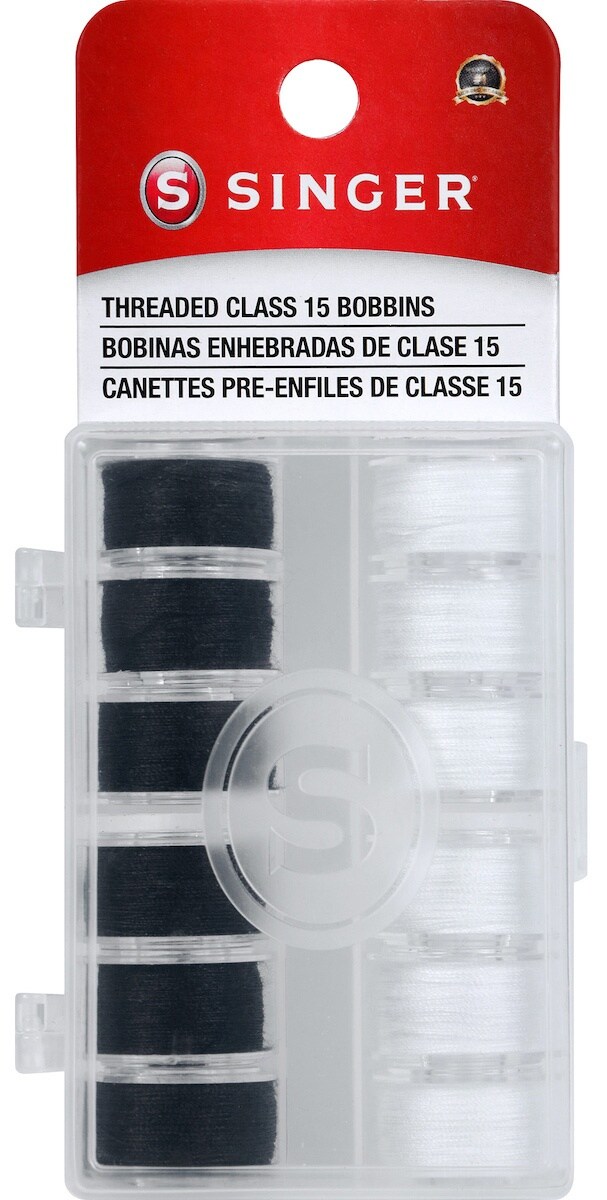SINGER Transparent Plastic Class 15 Bobbins - Threaded-12/Pkg