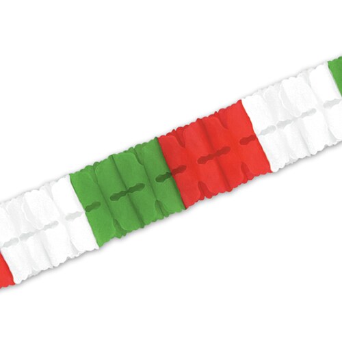 Red, White and Green Leaf Garland