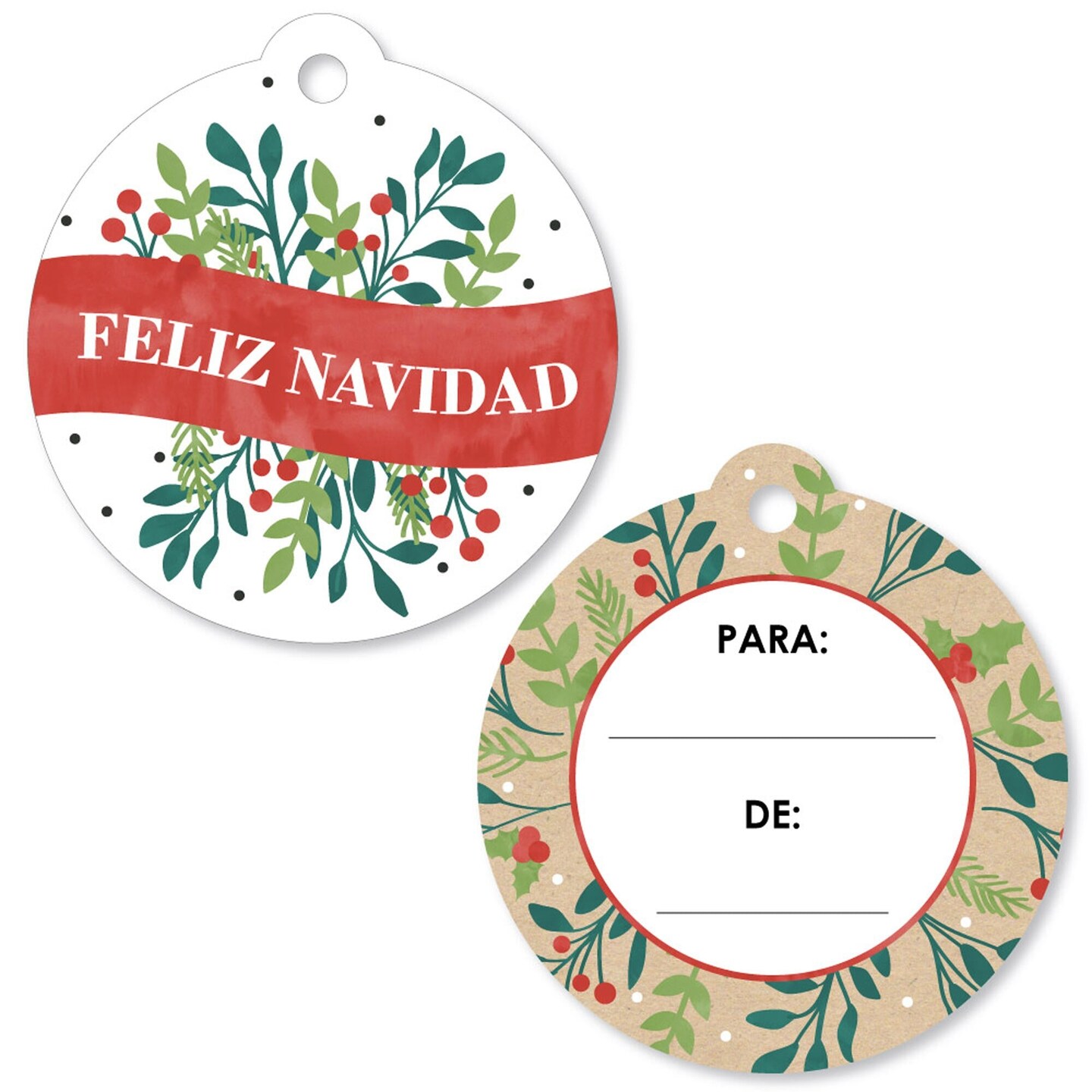 Big Dot of Happiness Feliz Navidad - Holiday and Spanish Christmas Party To and From Favor Gift Tags (Set of 20)