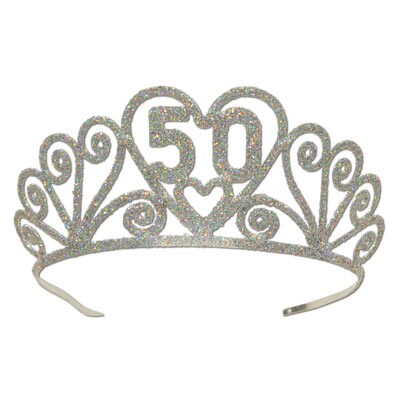 Glittered Metal &#x22;50&#x22; Tiara