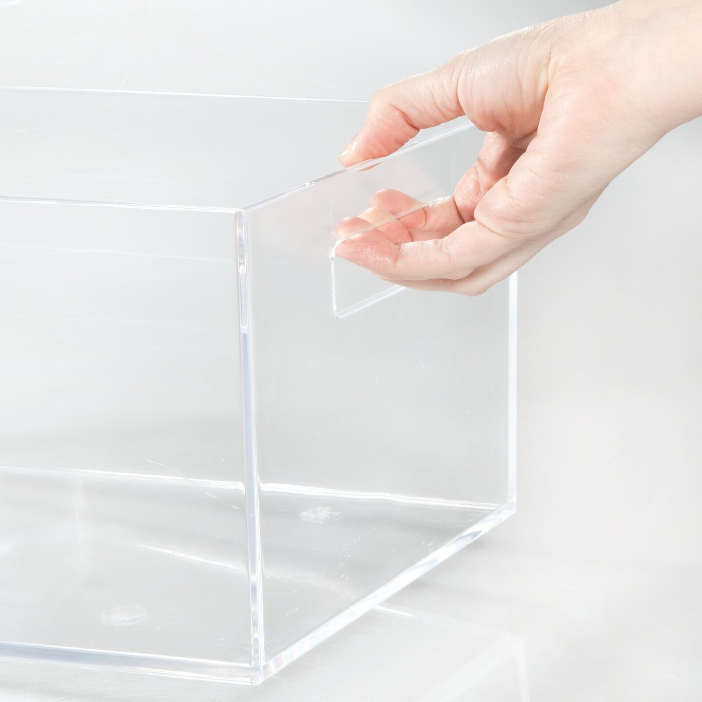 mDesign Plastic Storage Bin with Handles for Office, Desk, Book Shelf, Filing Cabinet