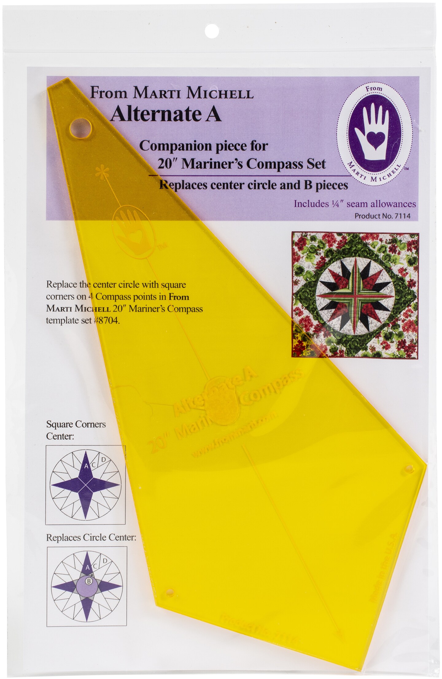 Marti Michell 20" Alternate A Mariner's Compass Template-