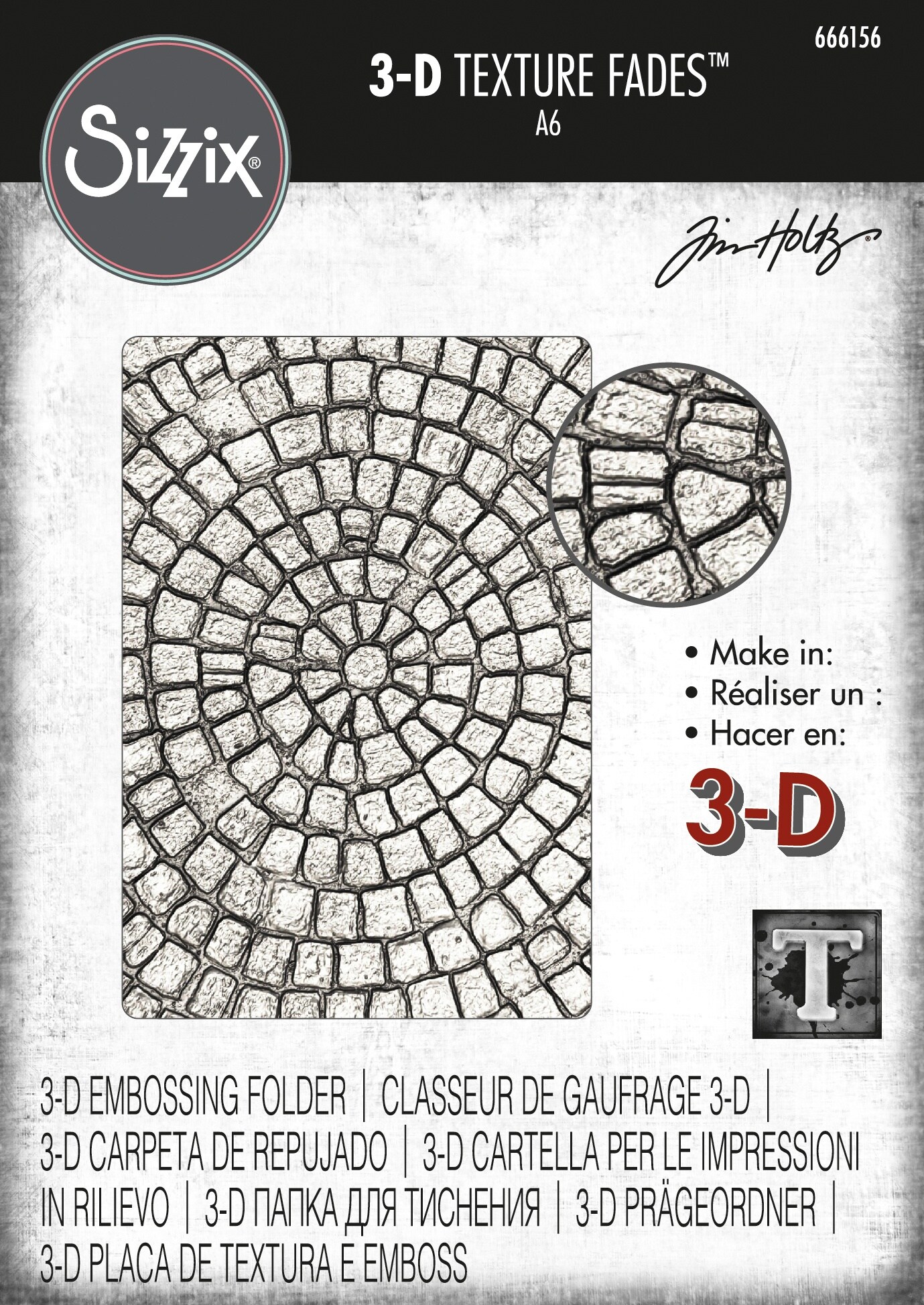 Fustellatrice Creativa Cartella Goffratura 3D Tim Holtz - Texture Fades Mini Lumber, Per Sizzix Big Shot Tim Holtz Texture