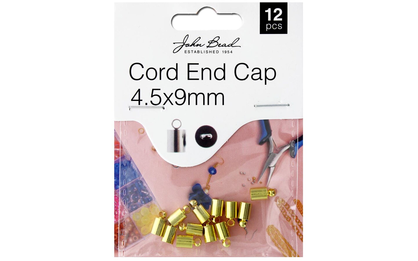 John Bead MHF Cord End Cap 4.5x9mm Gold 12pc