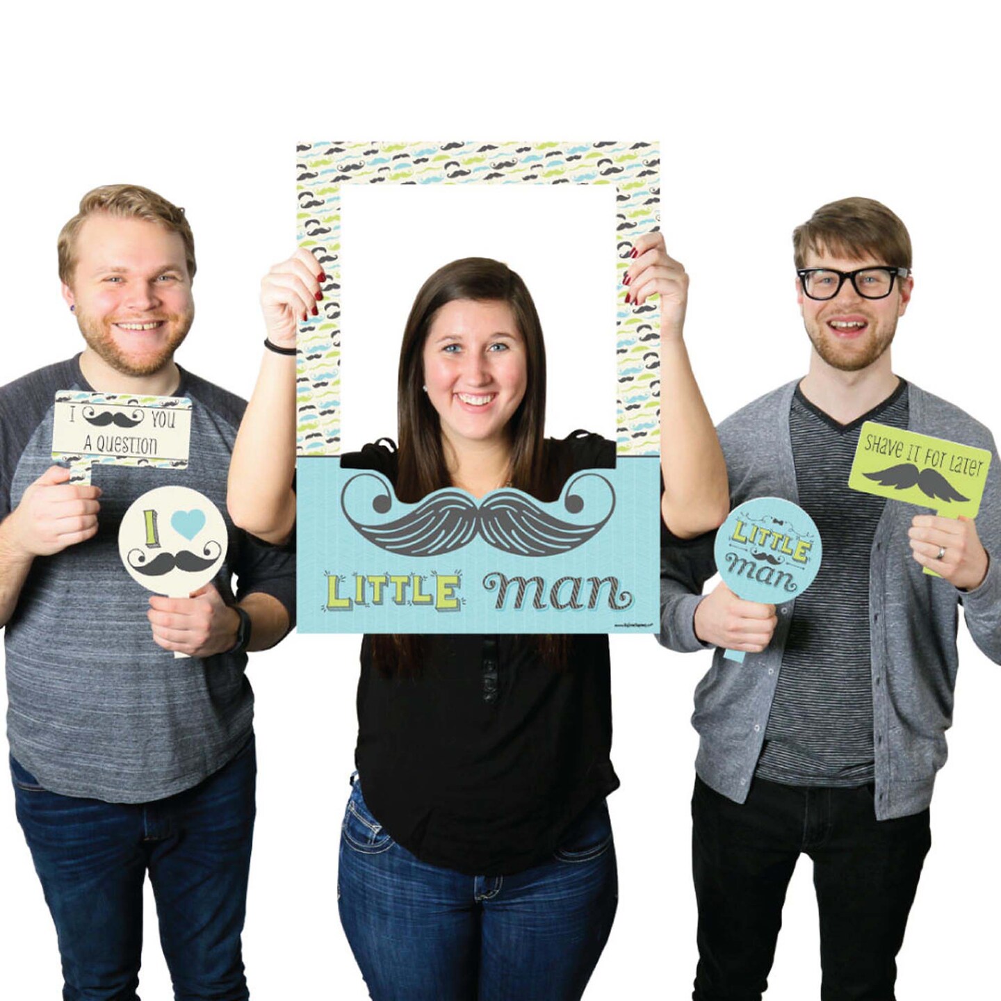 Big Dot of Happiness Dashing Little Man Mustache Party - Party Selfie Photo Booth Picture Frame &#x26; Props - Printed on Sturdy Material