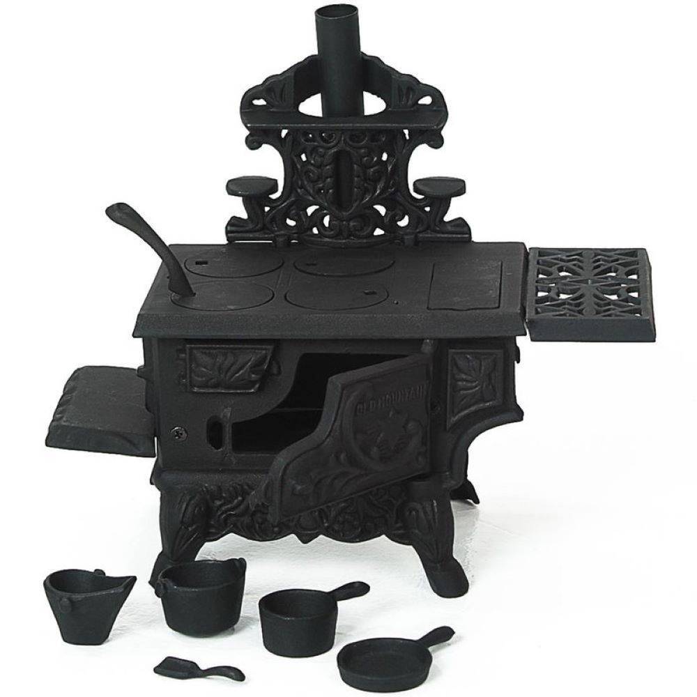 Factory Vintage Cast Iron Rustic Stove With Accessories.