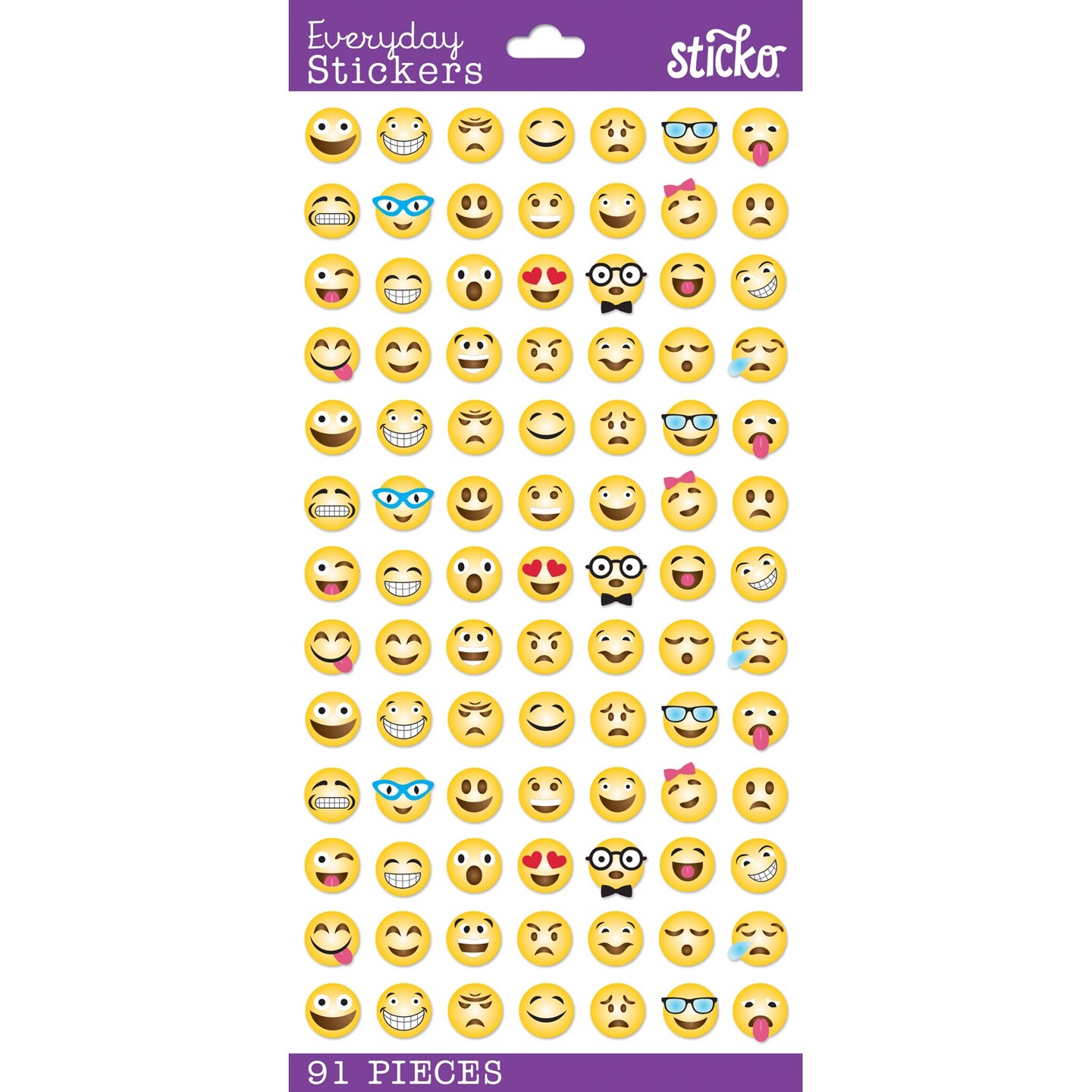 Multipack of 6 - Sticko Themed Stickers - Classic Smileys, 91pcs