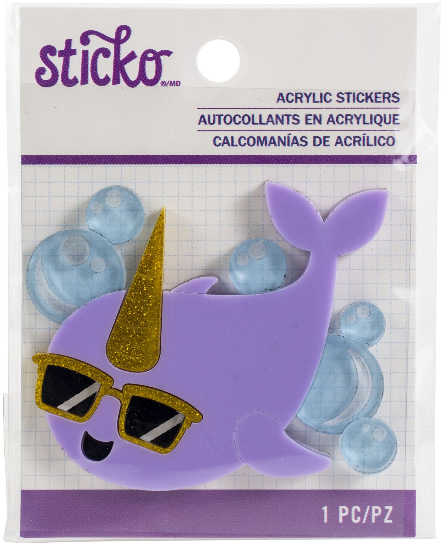 Sticko Acrylic Sticker-Narwhal