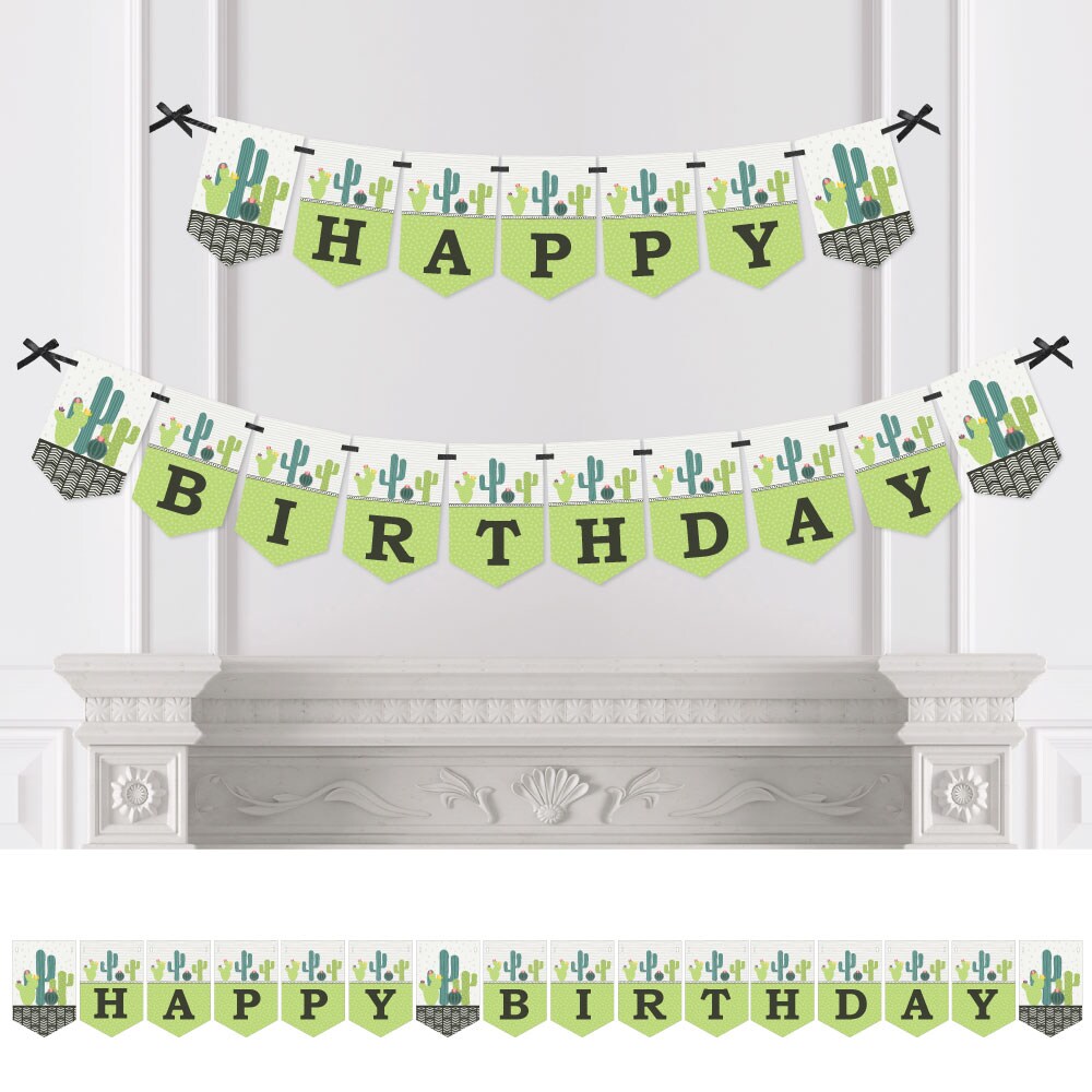 Big Dot of Happiness Prickly Cactus Party - Fiesta Birthday Party Bunting Banner - Birthday Party Decorations - Happy Birthday