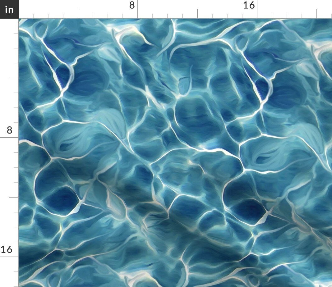 Aqua Water Swimming Waves Sea Ocean Pacific Lagoon Pool Caribbean Custom Printed Fabric by Spoonflower Various Fabrics by the Yard or Fat Quarter