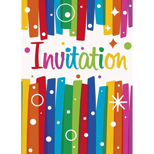 8 CT Rainbow Ribbon Birthday Invites