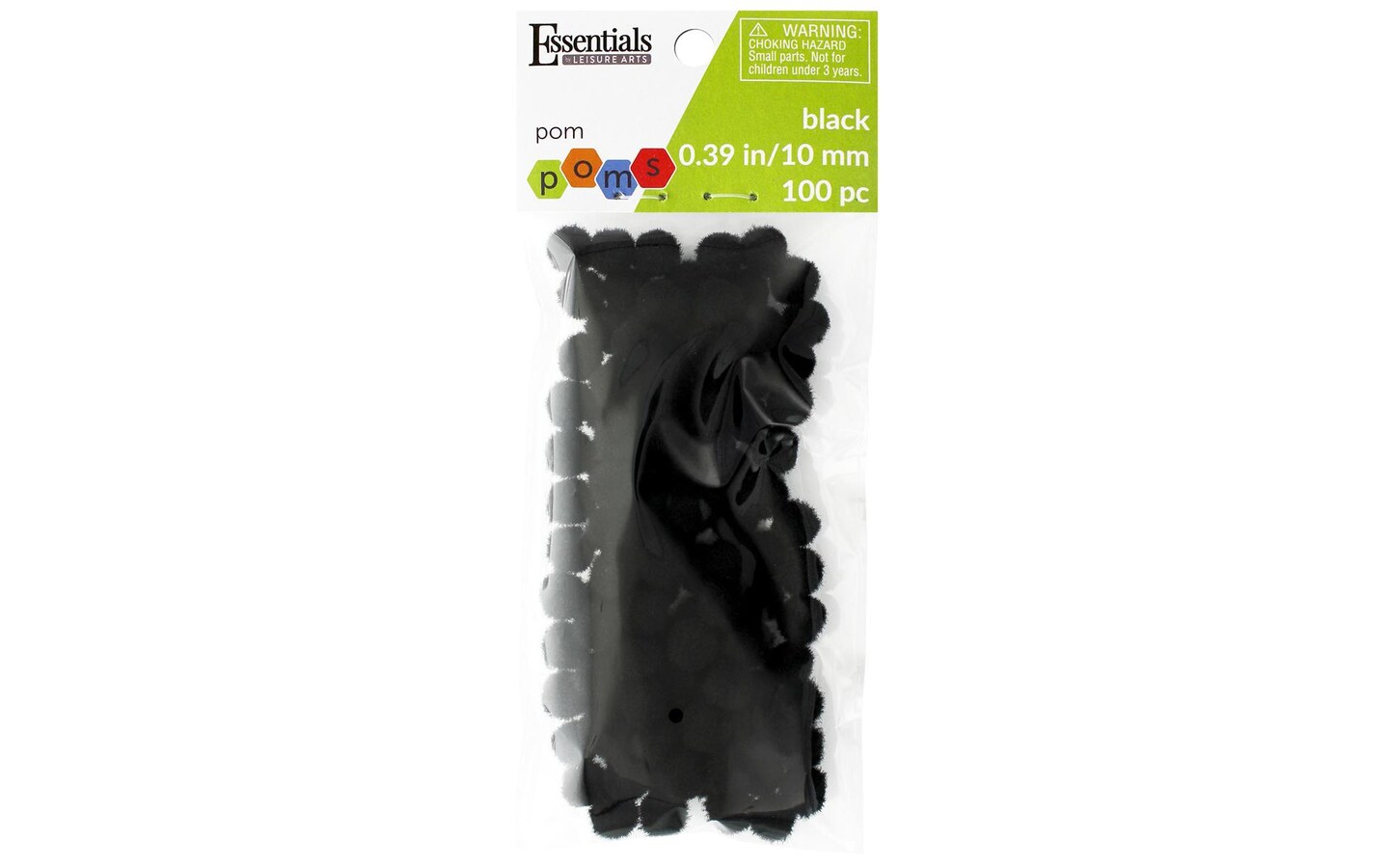 Essentials Pom Poms - Black - 10mm - 100 Piece