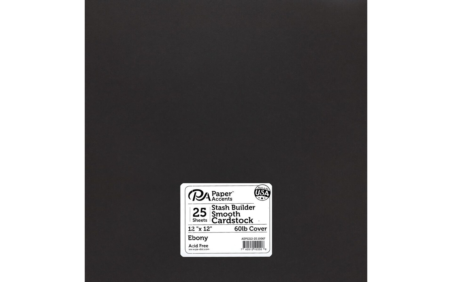 PA Paper Accents Stash Builder Cardstock Pack 12&#x22; x 12&#x22; Ebony, 60lb  colored cardstock paper for card making, scrapbooking, printing, quilling and crafts, 25 pieces