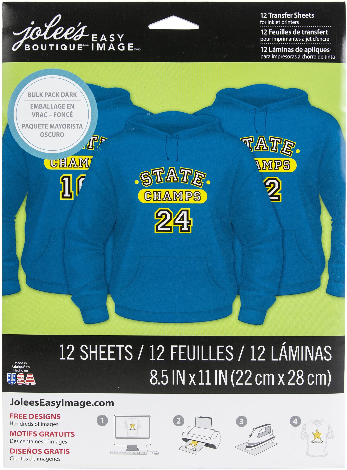 Jolee's Easy Image Transfer Sheets 8.5"X11" 12/Pkg-For Dark Fabrics