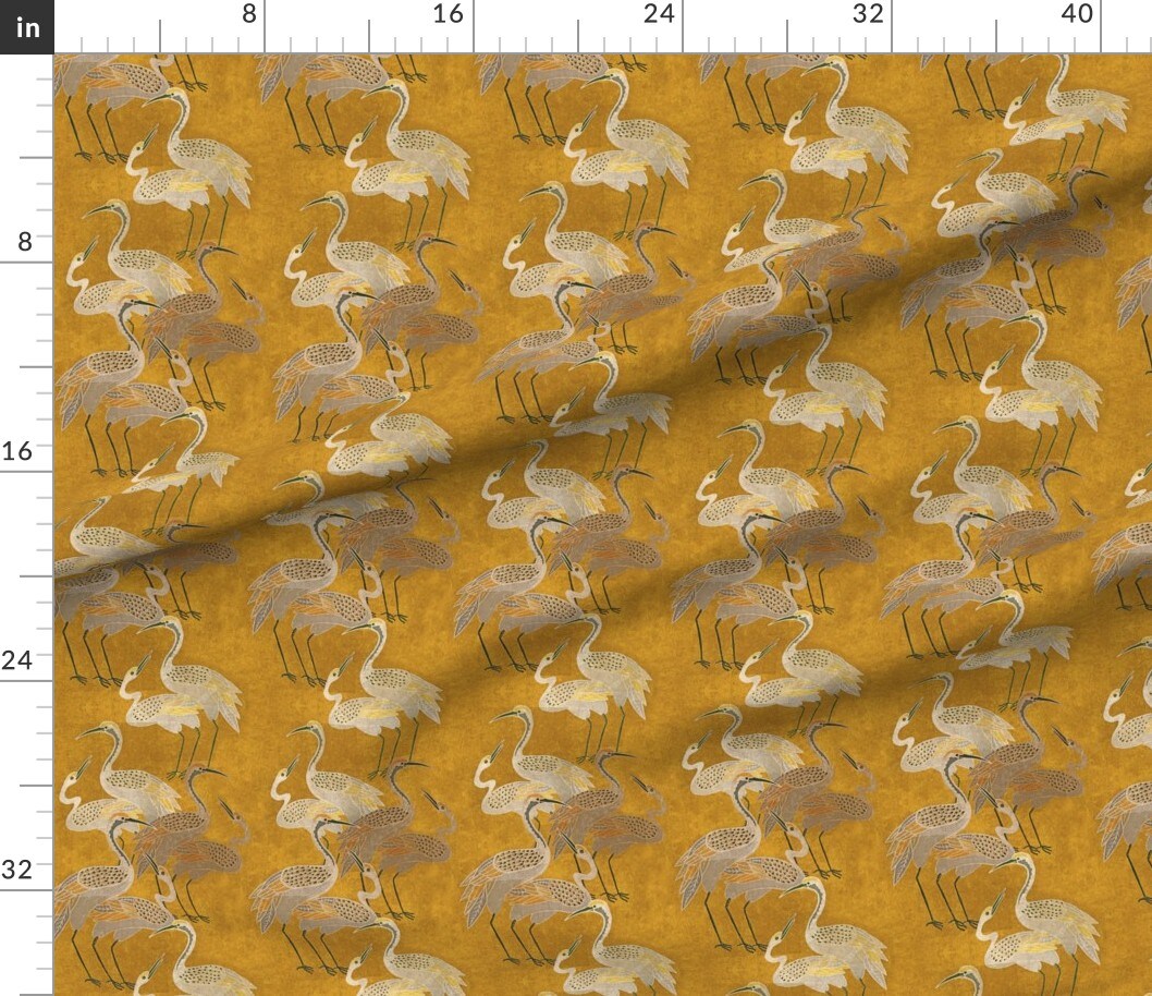 Maximalism Art Deco Birds Boho Hollywood Regency Crane Exotic Birds Dramatic Glamour Vintage Inspired Large Scale Luxe Quirky Colorful Custom Printed Fabric by Spoonflower Various Fabrics by the Yard or Fat Quarter