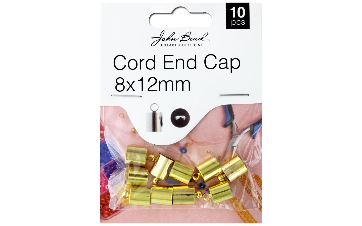 John Bead MHF Cord End Cap 8x12mm Gold 10pc