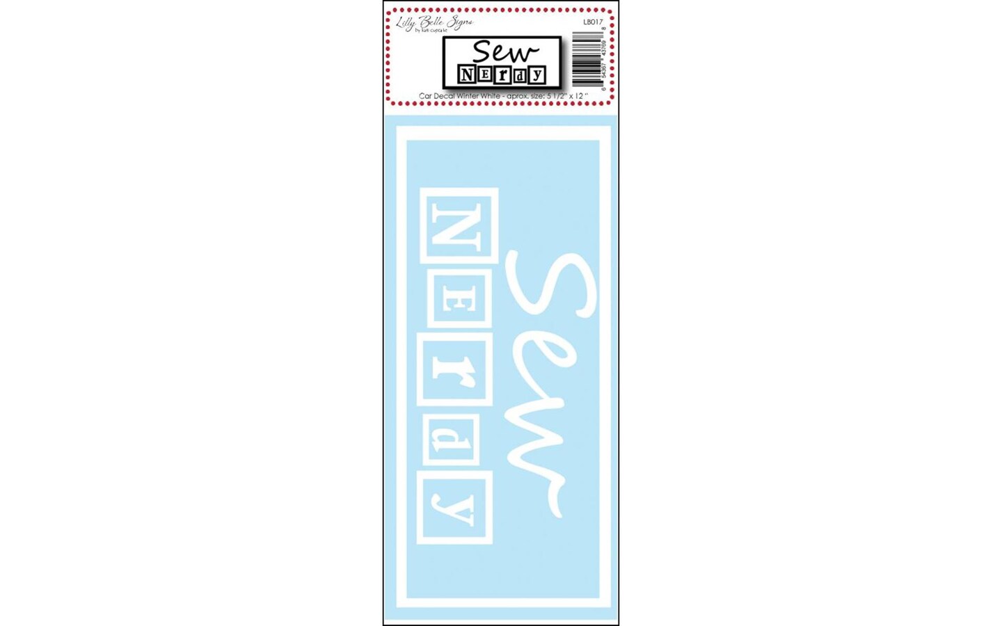 Kati Cupcake LBS Decal Sew Nerdy Car Wtr White
