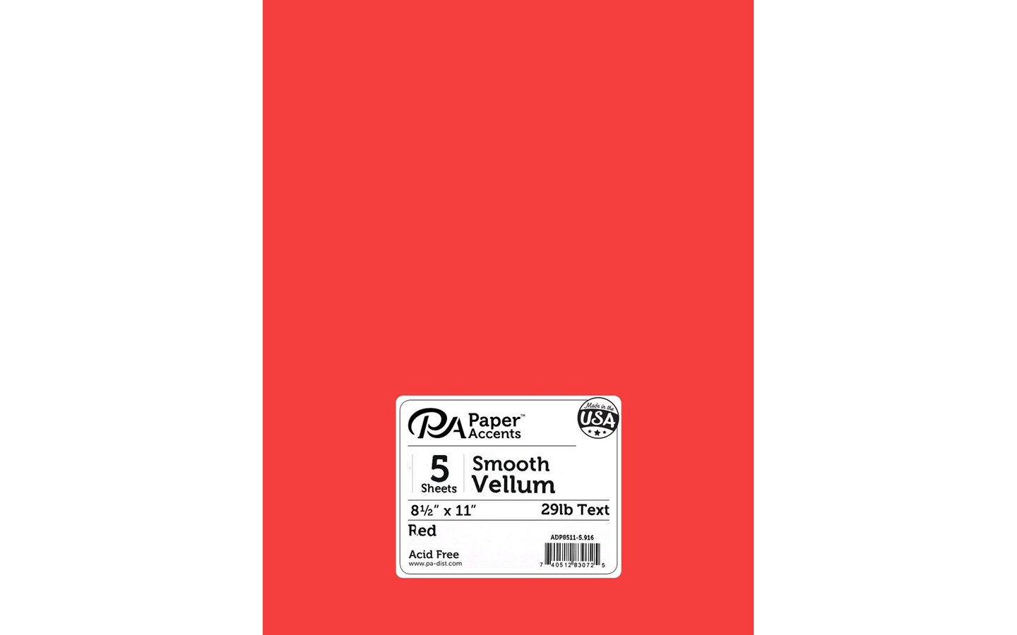 Vellum 8.5x11 29lb Red 5pc