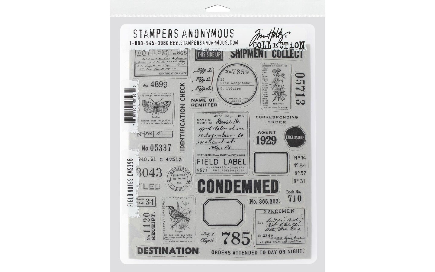 Tim Holtz Cling Stamps 7X8.5-Field Notes