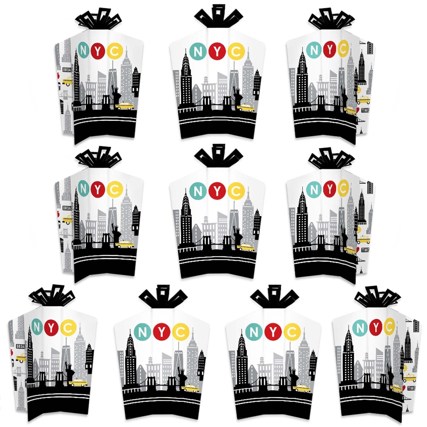 Big Dot of Happiness NYC Cityscape - Table Decorations - New York City Party Fold and Flare Centerpieces - 10 Count