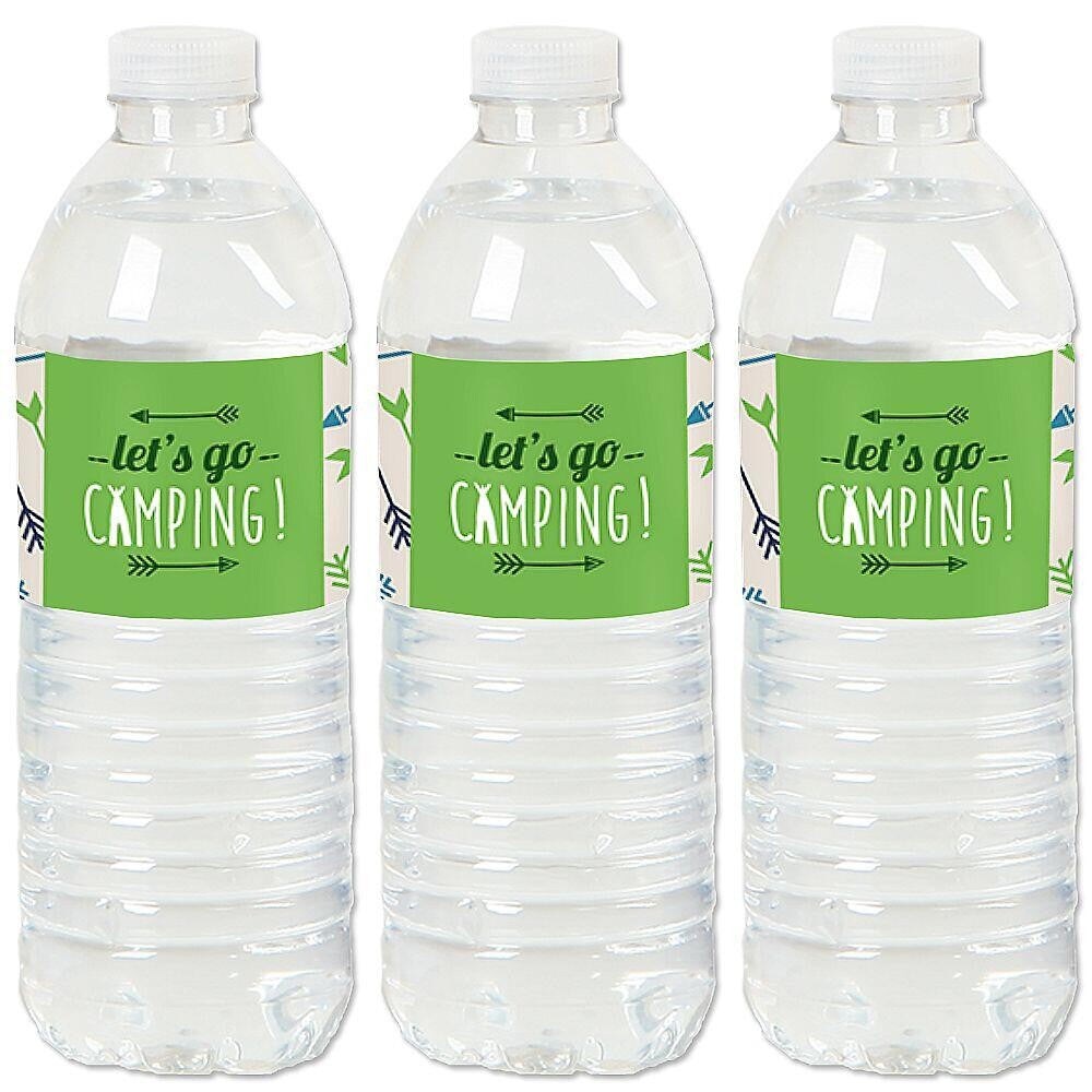 Big Dot of Happiness Happy Camper - Camping Baby Shower or Birthday Party Water Bottle Sticker Labels - Set of 20