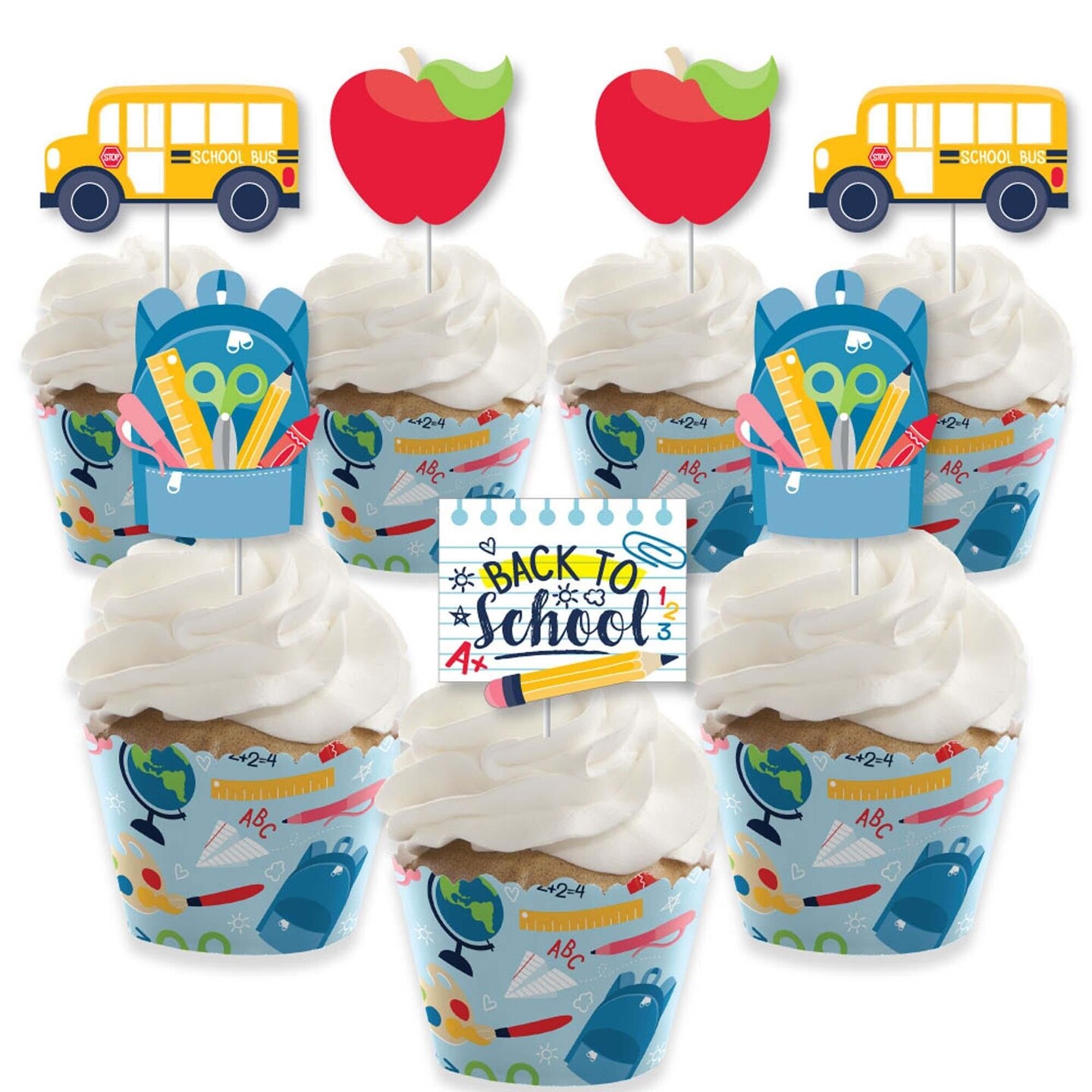 Big Dot of Happiness Back to School Cupcake Decoration First Day of School Classroom Cupcake