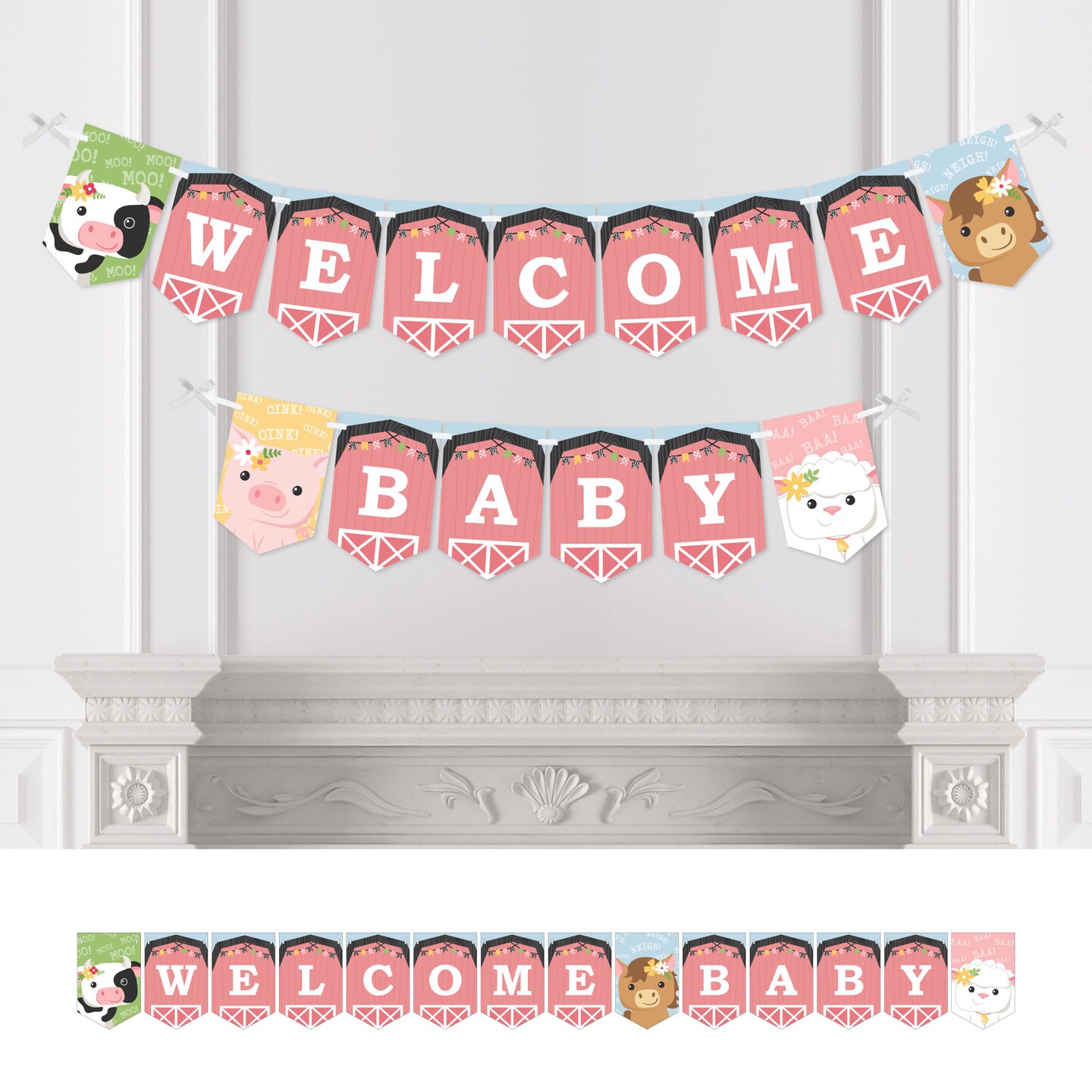 Big Dot of Happiness Girl Farm Animals Pink Barnyard Baby Shower