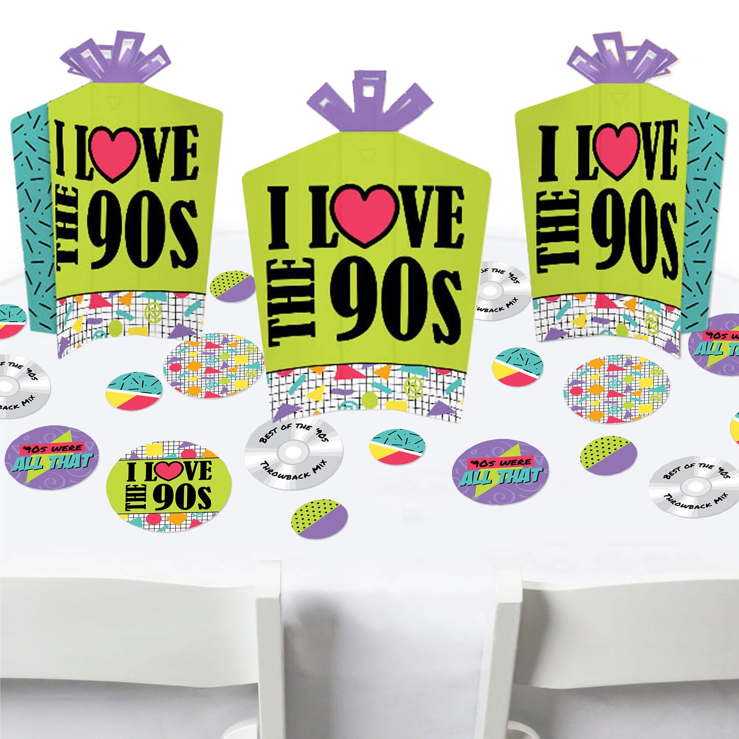 Big Dot of Happiness 90’s Throwback - 1990s Party Decor and Confetti - Terrific Table Centerpiece Kit - Set of 30