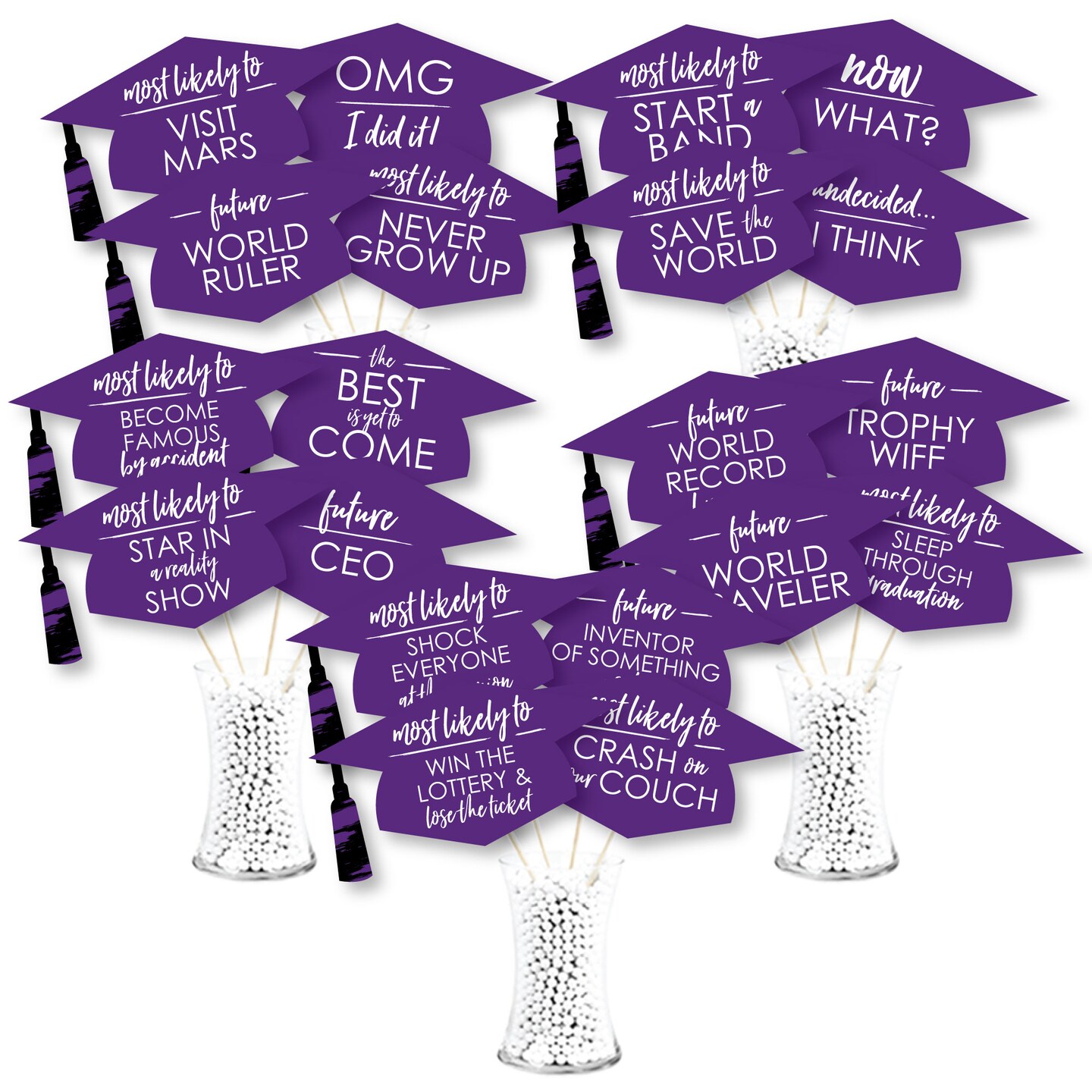 Big Dot of Happiness Hilarious Purple Grad - Best is Yet to Come - Purple Graduation Party Photo Booth Props or Table Toppers - 20 Count