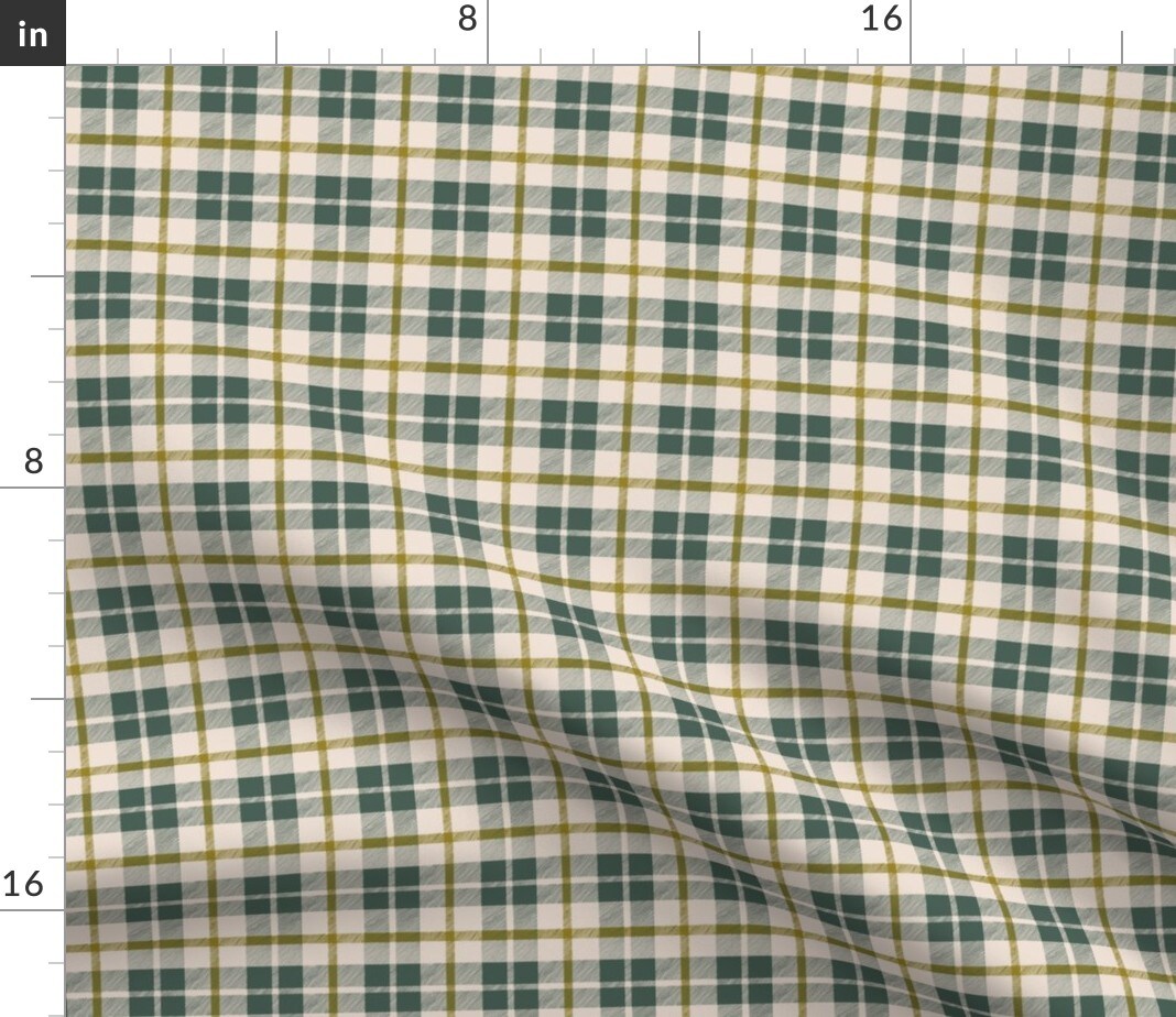 Plaid Tartan Green Golfing Classic Traditional Custom Printed Fabric by Spoonflower Various Fabrics by the Yard or Fat Quarter