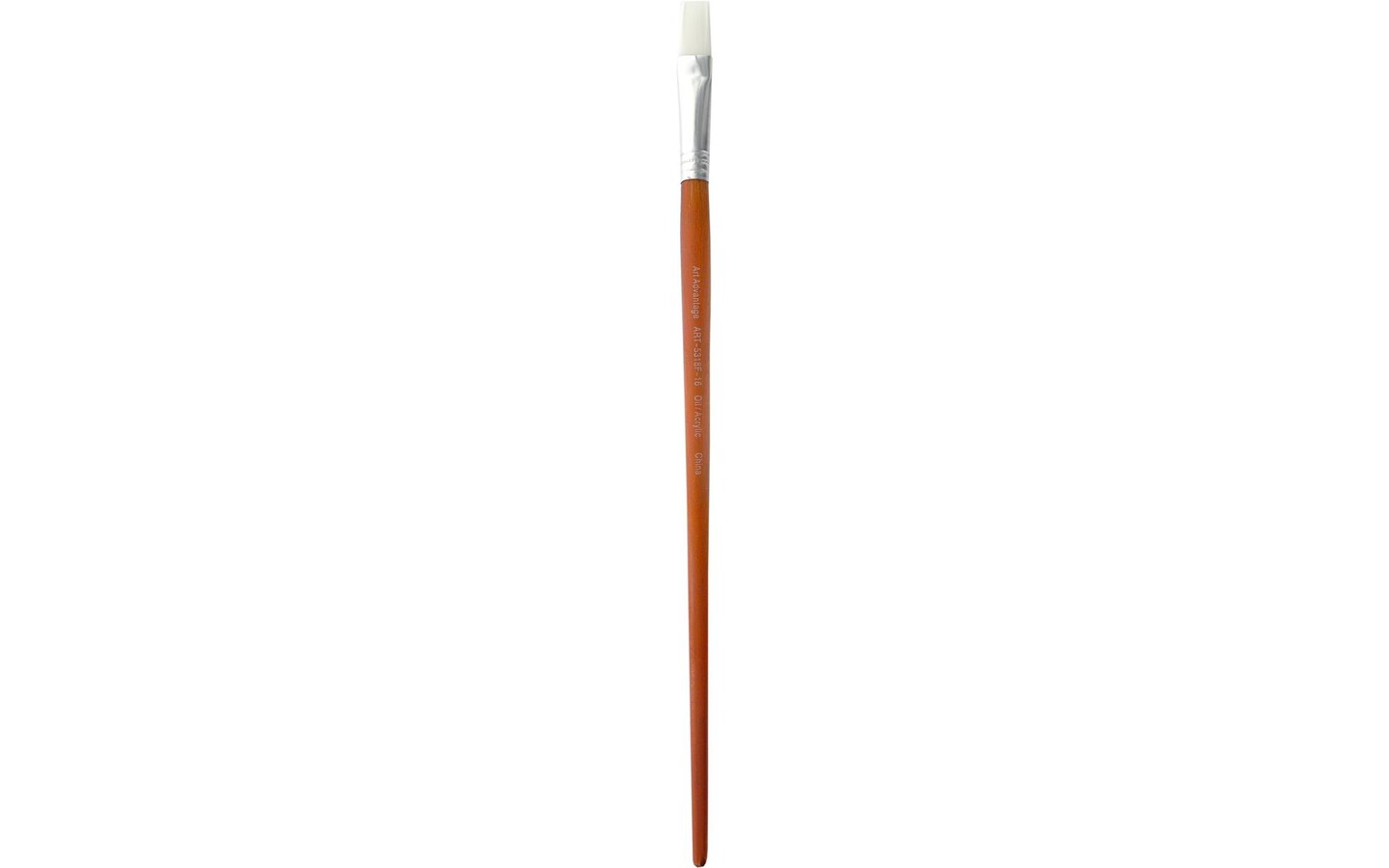 Art Advantage White Nylon Bristle Long Handle Flat #16 Paint Brush with Wood Handle - paint brushes for Acrylic Paint , Oil or Watercolor Paint - Face Paint application, Nail Art